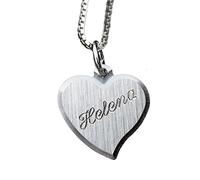 Silber Herz Anhänger mit Kette, mit SOFORTGRAVUR + VORSCHAU: Gravur auf der Vorderseite (Vorname) inklusive.
