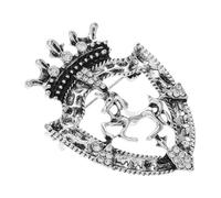 Silber Kronenbrosche Pferdeabzeichen Schild Zinklegierung Vintage Feier | Elegant Poliert, Klassischer Gentleman Stil, für Revers und Tasche, Passend zu Galas und Oktoberfest