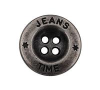 silber Metall Knöpfe Basic Jeans Hosenknöpfe 4 Löcher Metallknöpfe made in Germany 5 Stück (15mm)