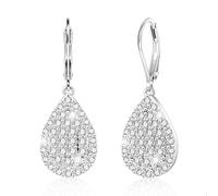 Silber Ohrringe Hängend Wassertropfen Zirkonia ohrringe Sterling Silber 925 Französische Ohrhaken Ohrhänger Lange CZ Zirkonia Wassertropfen Anhängerohrring Hochzeits Schmuck Damen Frauen