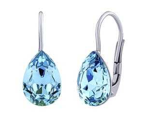 Silber Ohrringe mit Swarovski® Crystals Tropfen Hellblau