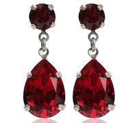 Silber Ohrringe Rot Tropfen Swarovski Kristalle Siam Damen Ohrhänger NOBEL