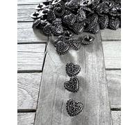 silber schwarz Herz Knöpfe Metall Trachtenknöpfe Metallknöpfe 18mm (6 Stück)