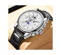 (Silber schwarz) LIGE Mode Automatische Datum Männer Quarz Uhren Top Marke Luxus Männlichen Uhr Chronograph