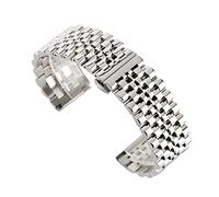Silber/Schwarz Uhrenarmband aus Edelstahl, 22 mm, Faltschließe mit Sicherheitsarmband, solides Uhrenarmband für Herren, Ersatzarmband (Farbe: Silber, Größe: 22 mm)