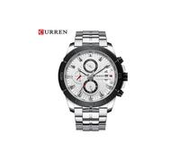 (Silber weiß) Curren Luxus Marke Edelstahl Sport Uhr Männer Chronograph Armbanduhren Mode