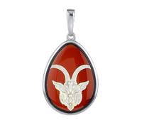 Silberanhänger mit Bernstein und in den Stein graviertem Sternzeichen - Steinbock