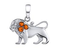 Silberanhänger Sternzeichen - Löwe mit Bernstein