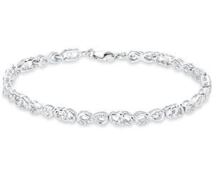 Silberarmband AMOR "Schmuck Geschenk Armkette Herz, Liebe, Infinity, Unendlichkeit", silber (silber, 925, kristallweiß), Armbänder, Damen, 21cm, Silber 925 (Sterlingsilber), Silberarmband, mit Zirkoni