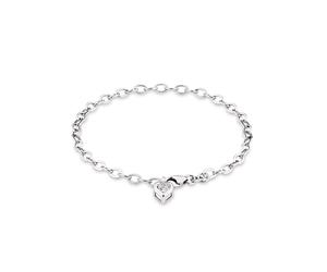 Silberarmband AMOR "Schmuck Geschenk Armkette Herz LIEBE", silber (silberfarben, kristallweiß, kristallweiß), Armbänder, Damen, 19cm, Silber 925 (Sterlingsilber), Silberarmband, Made in Germany - mit
