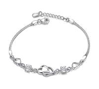 Silberarmband für Damen, Sterling-Silberarmband, Silberarmband, Damenarmbänder mit Geschenkbox, verstellbare Armbänder für Damen, Armband für die beste Freundin, Geschenk