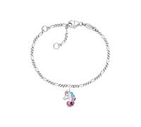 Silberarmband HERZENGEL "Einhorn", bunt (silberfarben, weiß, rosa, pink, lila, hellblau), Armbänder, Mädchen, 15cm, Silber 925 (Sterlingsilber), Silberarmband, mit Emaille (38160411-0) silberfarben, w