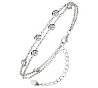 Silberarmband JOBO "Armband 2-reihig 15 cm bis 19,5 cm verstellbar", silber 925, weiß, Armbänder, Damen, 19,5cm, Silber 925 (Sterlingsilber), Silberarmband, 925 Silber mit 7 Zirkonia (17967930-0) silb