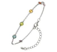 Silberarmband JOBO "Armband Herz 15 cm - 19,5 cm verstellbar", silber 925, mehrfarbig, Armbänder, Damen, 19,5cm, Silber 925 (Sterlingsilber), Silberarmband, 925 Silber mit 7 bunten Zirkonia (22494468-