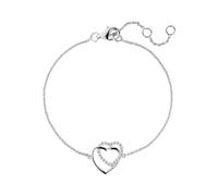 Silberarmband JOBO "Armband Zwei Herzen", silber 925, Armbänder, Damen, 18,5cm, Silber 925 (Sterlingsilber), Silberarmband, 925 Silber rhodiniert mit 21 Zirkonia 18,5 cm (84765255-0) silber 925