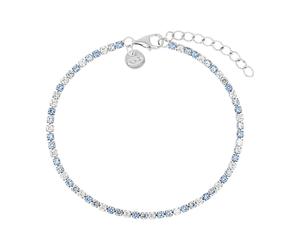 Silberarmband TOM TAILOR, blau (silberfarben, hellblau, blau, weiß, hellblau, blau, weiß), Armbänder, Damen, 20cm, Silber 925 (Sterlingsilber), Silberarmband, mit Zirkonia (synth.) (92062666-0) silber