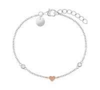Silberarmband TOM TAILOR "Herz", rosa (silberfarben, roségoldfarben, weiß, weiß), Armbänder, Mädchen, 16cm, Silber 925 (Sterlingsilber), Silberarmband, mit Zirkonia (synth.) (86288917-0) silberfarben,