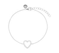 Silberarmband TOM TAILOR "Herz", silberfarben, weiß, weiß, Armbänder, Damen, 20cm, Silber 925 (Sterlingsilber), Silberarmband, mit Zirkonia (synth.) (19085059-0) silberfarben, weiß, weiß