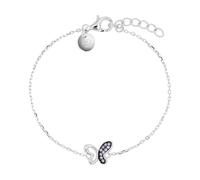 Silberarmband TOM TAILOR "Schmetterling-Design", silberfarben, lila, lila, Armbänder, Mädchen, 16cm, Silber 925 (Sterlingsilber), Silberarmband, mit Zirkonia (synth.) (85036545-0) silberfarben, lila, 