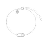 Silberarmband TOM TAILOR "Sicherheitsnadel-Optik", silber (silberfarben, weiß, weiß), Armbänder, Damen, 20cm, Silber 925 (Sterlingsilber), Silberarmband, mit Zirkonia (synth.) (18585360-0) silberfarbe