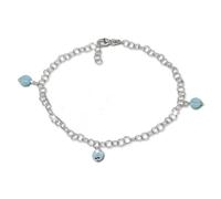 SilberDream 25cm Fußkette Damen hellblau Glas Kugel Echt Silberschmuck SDF011H
