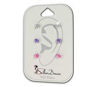SilberDream 3er Ohrringe Ohrstecker weiß lila rosa Zirkonia Set SILBER SDS808 Silber Ohrstecker