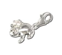 SilberDream Anhänger Charm Frosch Krone weiß 925 Echt Silber Perle D2FC219W EIN schönes Geschenk zu Weihnachten, Geburtstag, Valentinstag für die Frau