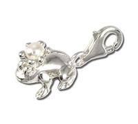 SilberDream Charm 925 Echt Silber Anhänger weiß Frosch Krone Perle FC219W Silber Charmsschmuckanhänger