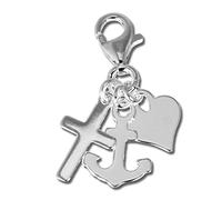 SilberDream Charm 925 Echt Silber Armband Anhänger Anker Herz Kreuz FC506 Silber Charmsschmuckanhänger