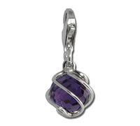 SilberDream Charm Schmuck 925 Echt Silber Anhänger lila Kugel Zirkonia FC200V Silber Charmsschmuckanhänger