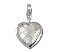 SilberDream Charm Schmuck 925 Echt Silber Anhänger weiß Herz Zirkonia FC210W Silber Charmsschmuckanhänger