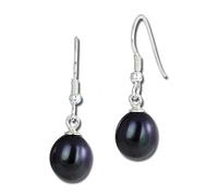 SilberDream Ohrhänger 8mm schwarz Ohrringe Sterlingsilber Perle Damen D1SDO148S