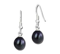 SilberDream Ohrhänger für Damen 925 Silber schwarz Perle Ohrringe 8mm D3SDO148S Silber, Perle Ohrschmuck für die Frau