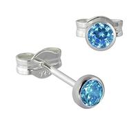 SilberDream Ohrringe 3mm Damen 925 Silber Ohrstecker Zirkonia hellblau SDO5533H Silber Ohrstecker