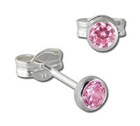 SilberDream Ohrringe 3mm für Damen 925 Silber Ohrstecker Zirkonia rosa SDO5533A Silber Ohrstecker