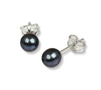 SilberDream Ohrringe 4,5mm Damen 925 Silber Ohrstecker Perle schwarz SDO105S Silber Ohrstecker