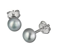 SilberDream Ohrringe 4,5mm für Damen 925 Silber Ohrstecker Perle grau SDO105K Silber Ohrstecker