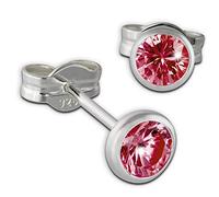 SilberDream Ohrringe 4mm 925 Silber Ohrstecker Zirkonia rubinrot SDO5534P Silber Ohrstecker