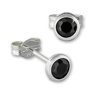 SilberDream Ohrringe 4mm Damen 925 Silber Ohrstecker Zirkonia schwarz SDO5534S Silber Ohrstecker