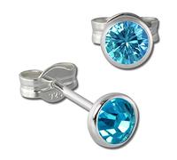 SilberDream Ohrringe 4mm Damen 925 Silber Ohrstecker Zirkonia türkis SDO5534T Silber Ohrstecker