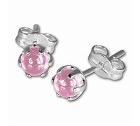 SilberDream Ohrringe 4mm für Damen 925 Silber Ohrstecker Kugel rosa SDO533A Silber Ohrstecker