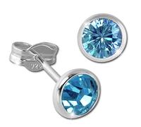 SilberDream Ohrringe 5mm Damen 925 Silber Ohrstecker Zirkonia hellblau SDO5535H Silber Ohrstecker