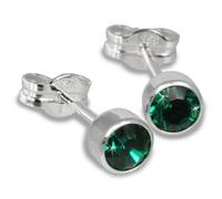 SilberDream Ohrstecker für Damen 925 Silber grün Zirkonia Ohrringe 5mm SDO503G