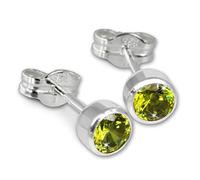 SilberDream Ohrstecker für Damen 925 Silber grün Zirkonia Ohrringe 5mm SDO503M