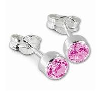 SilberDream Ohrringe 5mm für Damen 925 Silber Ohrstecker Zirkonia pink SDO503P Silber Ohrstecker