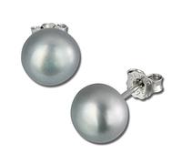 SilberDream Ohrringe 8,5mm für Damen 925 Silber Ohrstecker Perle grau SDO128K Silber Ohrstecker