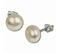 SilberDream Ohrringe 8,5mm für Damen 925 Silber Ohrstecker Perle weiß SDO109W Silber Ohrstecker