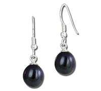 SilberDream Ohrringe 8mm für Damen 925 Silber Ohrhänger Perle schwarz SDO148S Silber Ohrhänger