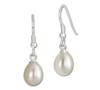 SilberDream Ohrringe 8mm für Damen 925 Silber Ohrhänger Perle weiß SDO148W Silber Ohrhänger