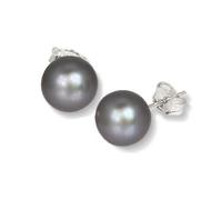 SilberDream Ohrstecker für Damen 925 Silber grau Perle Ohrringe 9,5mm SDO110K